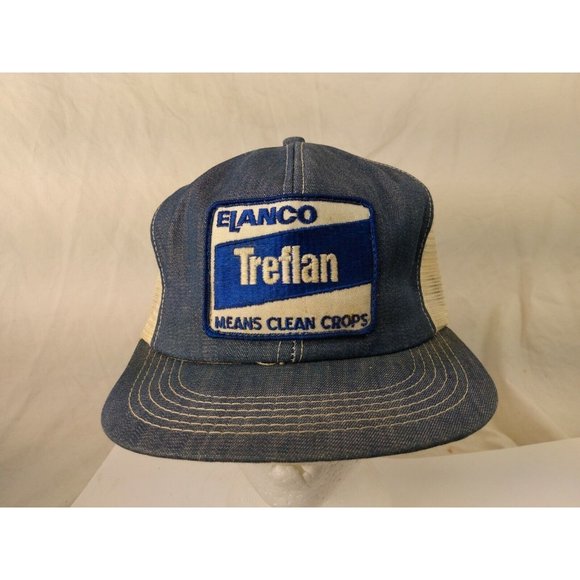 ELANCO TREFLAN K-Brand Denim Cap Trucker Hat Snapback Baseball Vintage 80s - Picture 2 of 9
